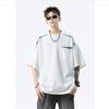 Design Americano de Costura Listrada Senso Manga Raglan Cor Contrastante Camiseta Masculina Primavera e Verão Sensação Fresca Marca Tendência Yipi Bonito Gola Redonda Manga Curta
