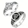 Anillo Retro de Plata Tailandesa con Nudo Celta Trinity Zhenrong Amuleto Celta de Bruja Europeo y Americano Anillo de Diamante