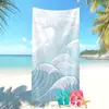 Toalla de Playa de Microfibra Estilo Simple Más Vendida Transfronteriza de Amazon para Vacaciones en la Costa, Toalla de Baño Ola del Océano Azul