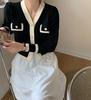2024 Otoño Temprano Cuello en V Nuevo Suéter Corto Chic Tejido Piña Capa Interior Cárdigan Estilo Japonés Fresco para Mujer Ins