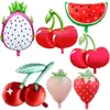 Globos de Papel de Aluminio Estilo Ins Frutas Mate Cereza Pitahaya Fresa Sandía Globos para Decoración de Fiesta de Cumpleaños