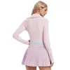 Ropa de Tenis para Mujer con Cuello, Camiseta de Manga Larga para Pickleball, Camiseta, Ropa Deportiva para Fitness Ajustada de Secado Rápido para Correr, Camisa de Pickleball