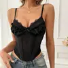 Comercio Exterior Transfronterizo Sexy Malla Costura Espina de Pescado Chaleco Ajustado Adelgazante Plisado en el Pecho Correa de Cintura Plástica Top Interior