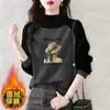 Sudadera de Terciopelo Doble Cara con Empalme, Manga Larga y Cuello Semi-Alto, Holgada y a la Moda, Cálida y Rejuvenecedora para Mujer, Nueva de Otoño e Invierno