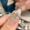 Anillo Azul Océano con Corte de Hielo Flor de Hielo Huevo de Paloma de Lujo Ligero con un Toque de Alta Gama, Padparadscha Completo de Diamante Diamante de Alto Carbono Verde Manzana Anillo para Mujer