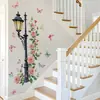 Adesivos de Parede Brup Poste de Rua Retrô Rosa Rosa Borboleta Porta do Quarto Sala de Estar Estilo Pastoral Adesivos Decorativos Hs5025Q