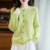 Suéter Cárdigan de Punto para Mujer 2026 Primavera/Otoño Nuevo Holgado Retro Jacquard Cuello Redondo Versátil Elegante Prenda Exterior