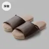 Par de Chinelos de Linho para Chão Feminino 2026 Quatro Estações Casa Interior Antiderrapante Respirável Solado Macio Chinelos de Couro Masculino Atacado