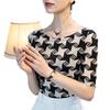 2022 Verão Novo Estilo Chigo Impresso Camisa Inferior de Renda Meia Manga Feminina Elegante Meia Manga Top