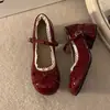 Sapatos de Couro Elegantes para Ballet com Laço de Fita para Mulheres, Novo Verão 2026 com Acabamento em Renda, Aumentadores de Altura, Estilo Mary Jane, Tendência