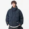 Jaqueta de Inverno com Capuz para Trabalho Masculina Nova Versátil Casual Quente Solta Estilo Japonês Retrô Jaqueta de Casal