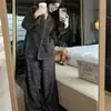 Pijama De Rong Direto da Fábrica para Mulheres Primavera Outono Inverno 2026 Novo Estilo Toque de Luxo Manga Longa Calça de Perna Larga Roupa de Casa