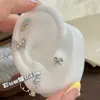 Brincos de Laço com Diamantes Coloridos, Design de Nicho Doce e Fofo, Brincos Versáteis para Mulheres, Brincos de Parafuso Modernos