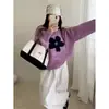Suéter de punto floral estilo coreano, femenino, nueva moda para otoño e invierno 2026, versátil y lindo, top que rejuvenece
