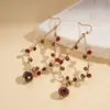 Estilo Étnico Europeu e Americano Gancho de Orelha com Franja em Vidro Bordado Recortado Formato Gota Moda Retrô Versátil Nicho Brincos de Luxo para Mulheres