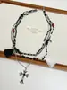 Colar Cruz Vermelha Multicamadas Estilo Doce e Cool Sexy Colar com Franjas Estilo Punk Escuro Corrente de Clavícula Personalizada