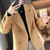 [com Bolsos] Blazer de Lã Novo Estilo Curto Outono e Inverno, Modelagem Solta para Mulheres de Meia-Idade e Idosas, Adequado para Figuras Baixas