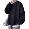 Sudadera jacquard de cuello redondo para hombre, camiseta de manga larga, ropa casual holgada estilo americano para primavera/otoño, sin capucha, adecuada como capa intermedia o capa base