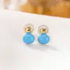 Pendientes de Bolsa de la Suerte Yiluyin S925 Plata de Ley Chapados en Oro Esmalte Cloisonné, Elegantes y Versátiles para el Uso Diario