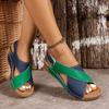 Sandalias Romanas Europeas y Americanas para Mujer Verano 2024 Nuevo Estilo Suela de Plataforma Velcro Transpirables Punta Abierta Sandalias de Playa para Mujer