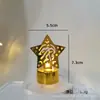 Luz de Vela Led Cruzada Dourada de Ferro Estrela Lua Pequena Velinha Decoração de Mesa Luz Decorativa Luz de Atmosfera Festiva