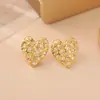 Pendientes de botón de circonita en forma de corazón romántico, Moda de lujo ligero, Diseño de nicho de alta gama, Joyería de moda simple estilo Ins