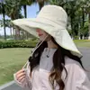 Sombrero de Protección Solar para Exteriores para Mujer, Protección Solar de Verano, Anti-UV, Ala Ancha, Secado Rápido, Protección del Cuello, Chal, Sombrero de Pescador para Montañismo
