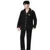 Pijamas para hombre en stock, nuevo estilo otoño/invierno, pijamas acolchados de algodón de aire, conjunto de ropa de estar de alta calidad de manga larga y pierna larga, talla 30