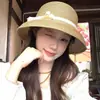 Sombrero de Paja con Lazo Estilo Hepburn para Mujer, Protección Solar de Verano, Moderno y Versátil, Sombrero de Paja Estilo Vacaciones para Adelgazar el Rostro