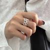 Otoño e Invierno Combinación Versátil Exquisito Anillo de Hileras de Diamantes Rosados Estilo Medieval Medio Anillo de Diamantes Completo Nicho para Mujer Lujo Ligero de Alta Gama Abierto Apilable Nuevo Producto