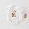 Body de Algodão com Oxigênio Gelado de Manga Curta para Bebê no Verão, Macacão Triângulo com Bolinhas Fofo de Desenho Animado para Bebê, Macacão para Recém-Nascido