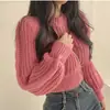 Suéter suave rosa juvenil estilo coreano con mangas abullonadas para mujer, nueva moda otoño e invierno 2026, estilo de dama madura, jersey holgado