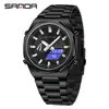Reloj Digital Sanda Pantalla Dual Sincronizada Multifuncional para Hombre Octagonal Cuenta Regresiva Luminoso 3376