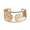 Pulseira de Metal Europeia e Americana Transfronteiriça com Flor Vazada Estilo Metal, Personalizada, Fashion, Versátil, Nicho, High-End, Acessório de Mão Único
