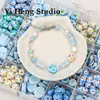 Cuentas de Cerámica Azules Separadas por Cuentas Pez Payaso Estrella Pulsera Collar Cadena para Teléfono Móvil Accesorios de Joyería Hechos a Mano DIY Material