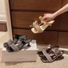 Sandalias de Punta Abierta y Pantuflas para Mujer con Pedrería Ropa Exterior Pantuflas de Una y Media Verano 2025 Nueva Moda Combinan con Todo Tacón de Aguja Tacones Altos