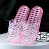 Chinelos de casa cristal transparente feminino casa interior antiderrapante anti-fedorento pés casal masculino e feminino chinelos planos atacado
