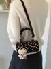 Bolso cilíndrico de lunares estilo coreano transfronterizo para mujer, bolso de mano de nicho dulce y fresco, bolso Boston vintage para hombro y bandolera