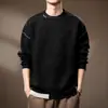 Suéter masculino de gola careca pesado de alta qualidade italiano, novo estilo outono e inverno, malha casual de caimento solto color block