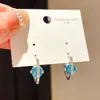 Hebilla de Anillo Azul Hielo~Estilo Ins Coreano Hebillas Redondas de Zirconia Pendientes de Botón de Lujo Ligero Sensación de Alta Gama Diseño Exquisito Versátil Pendiente