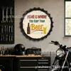 Clube do Álcool Decoração de Parede para Bar Caseiro Acessórios para Bar Externo Placa de Cerveja Placa de Lata em Formato de Tampa de Garrafa
