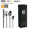 Vajilla de acero inoxidable con revestimiento de titanio de Amazon transfronterizo, juego de 24 piezas de 4 componentes, cuchillo para carne occidental, tenedor y cuchara.