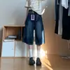 Jeans Cropped Feminino de Verão Estilo Retro Americano, Cintura Alta, Emagrecimento, Caimento Solto, Calças Curtas