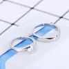 Anillos de Pareja con Incrustaciones de Diamantes Transfronterizos de Comercio Exterior, Diseño Geométrico Creativo, Cobre Blanco Chapado en Oro Blanco, Ajustables con Circonita en el Interior