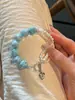 Nuevo Pulsera de Cuentas Turquesa Imitación Estilo Chino Antiguo Pulsera de Flor de Metal Apilada Joyería de Moda Versátil para Mujer