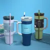 Copo Térmico Transfronteiriço Novo de Grande Capacidade em Aço Inoxidável 304 a Vácuo 40oz Copo com Canudo Copo com Alça e Canudo para Carro