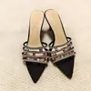 Novedad Primavera y Otoño 2026 Zapatillas de Moda con Pedrería y Punta Fina sin Cierre para Mujer, Zapatos de Fiesta Sexy de Tacón de Aguja