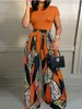 Comércio Exterior Transfronteiriço da Amazon Moda Europeia e Americana Feminina Terno Sem Mangas Estampado Versátil Calça Wide-Leg
