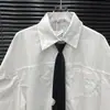 Nueva Camisa de Alto Gama Otoño Temprano 2025 para Mujer Diseño de Nicho Hombro Recto Camisa de Manga Larga con Corbata