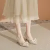 Tacones Altos de Punta Francesa con Lazo de Pedrería para Mujer Zapatos de Boca Baja Completamente de Diamante Tacón de Aguja No Cansan el Pie Zapatos de Regalo para Adultos